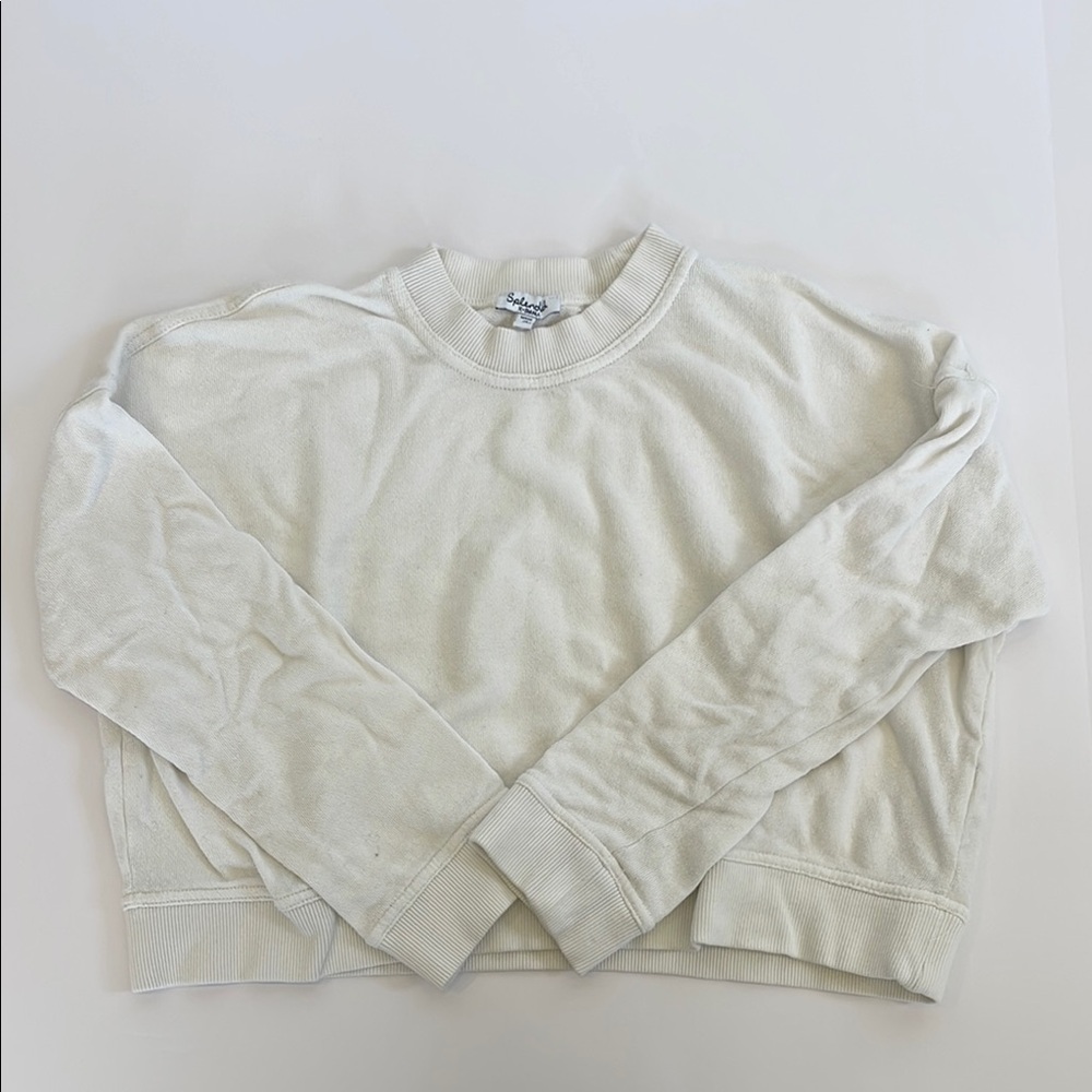 Splendid Cream Crewneck Sweater with Ribbed Details